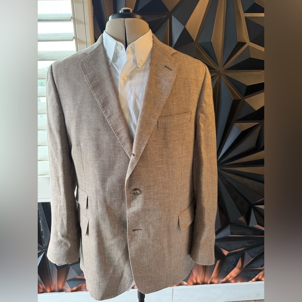 Brooks Brothers Classic Fit Linen 1818 Herringbone Sport Coat & Pants 46R/38x30 - Picture 4 of 9